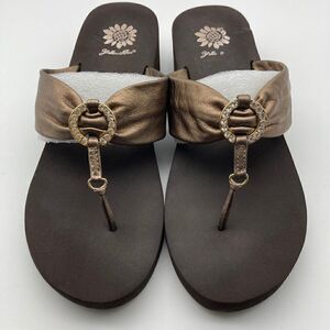Yellow Box Duncan Leather Bronze Sandals Size 9